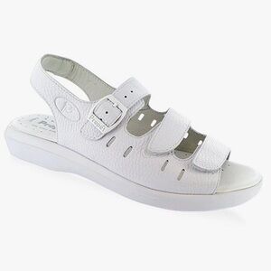 Propet White Leather Breeze Walker Sandals, Size 9,5
